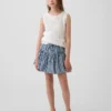 Çocuk Gingham Denim Katlı Skort