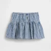 Çocuk Gingham Denim Katlı Skort