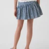 Çocuk Gingham Denim Katlı Skort