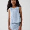 Çocuk Gingham Denim Şort Üstü