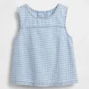 Çocuk Gingham Denim Şort Üstü