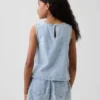 Çocuk Gingham Denim Şort Üstü