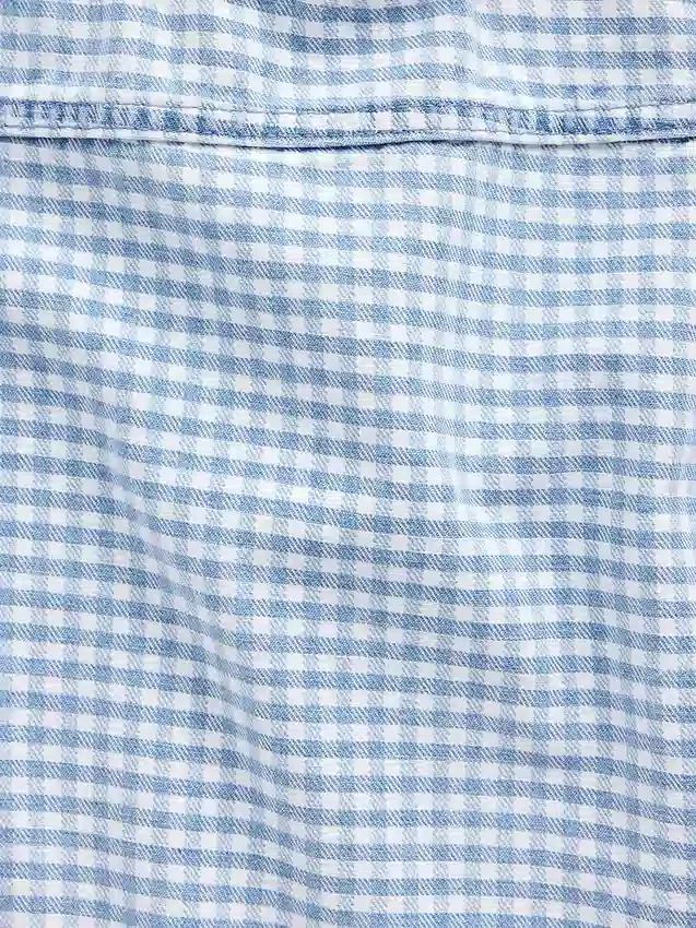 Çocuk Gingham Denim Şort Üstü