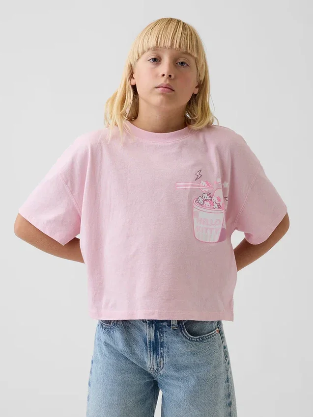 Çocuk Hello Kitty Oversized Kutu Kesim Tişört