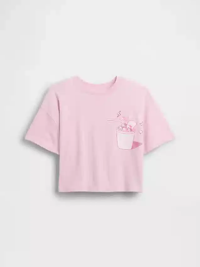 Çocuk Hello Kitty Oversized Kutu Kesim Tişört