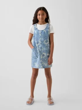 Çocuk Çiçek Desenli Denim Etek