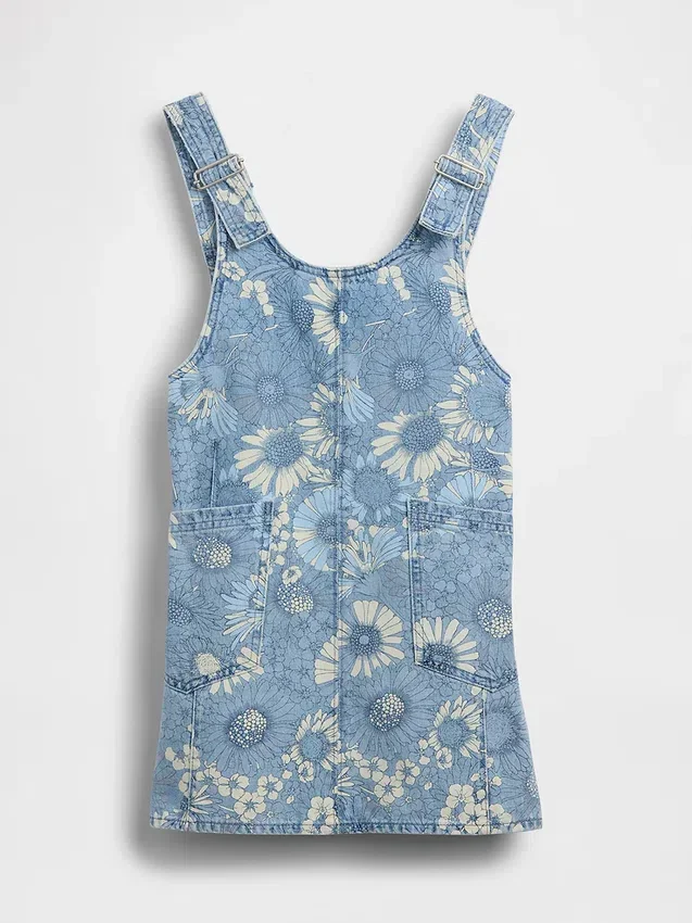 Çocuk Çiçek Desenli Denim Etek