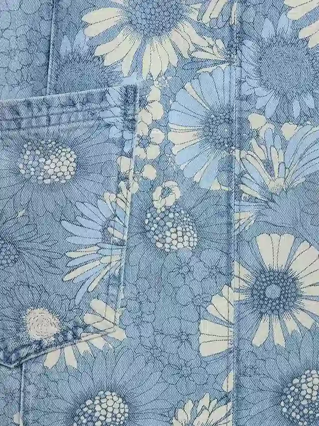 Çocuk Çiçek Desenli Denim Etek