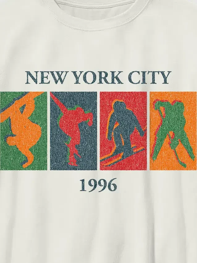 Çocuk Kış Sporları Vintage Grafik Tişört