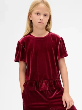 Çocuk Kadife Peplum Üst Giyim