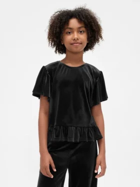 Çocuk Kadife Peplum Üst Giyim