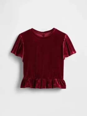 Çocuk Kadife Peplum Üst Giyim