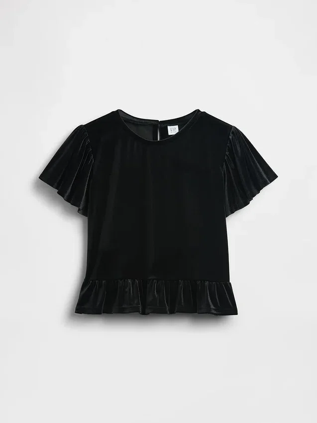 Çocuk Kadife Peplum Üst Giyim