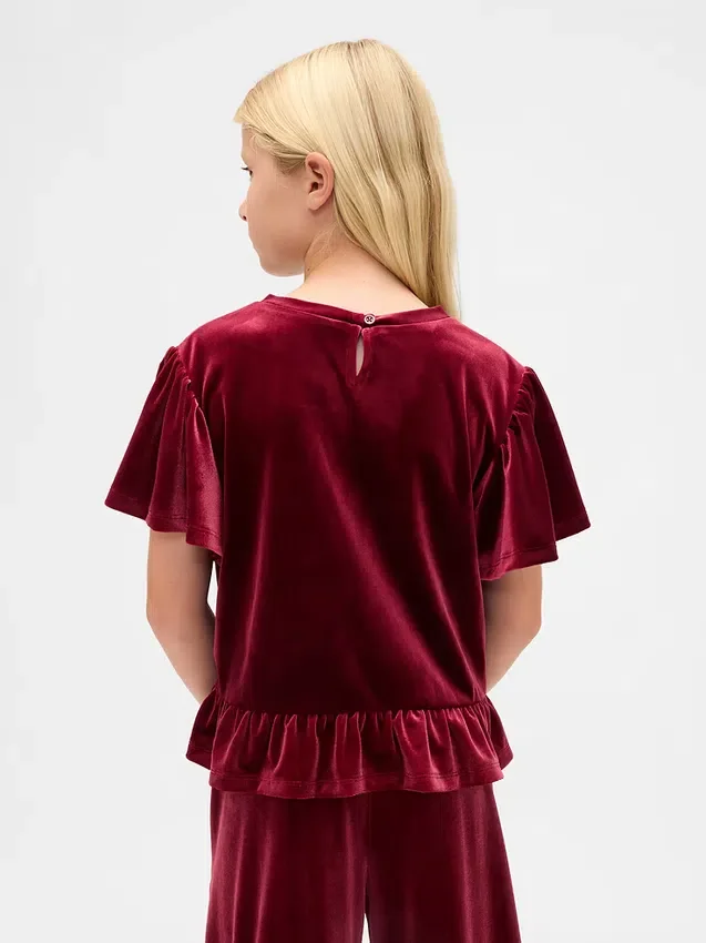 Çocuk Kadife Peplum Üst Giyim