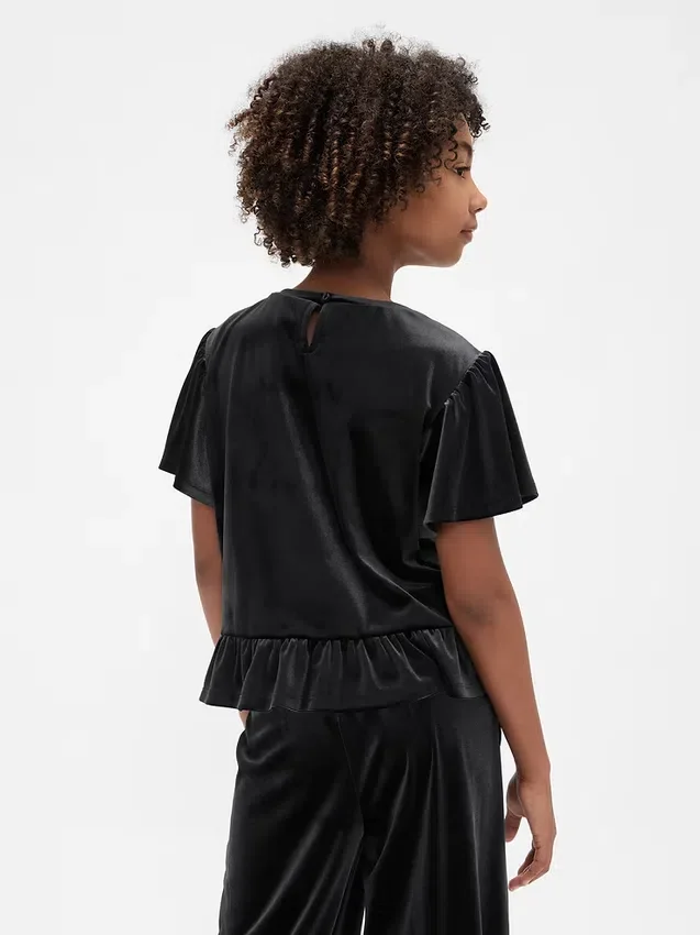 Çocuk Kadife Peplum Üst Giyim