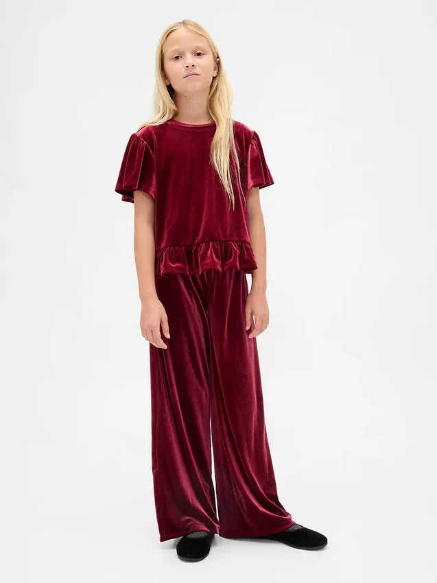 Çocuk Kadife Peplum Üst Giyim