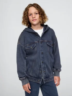Çocuk Kapüşonlu Icon Sweatshirt Denim Ceket