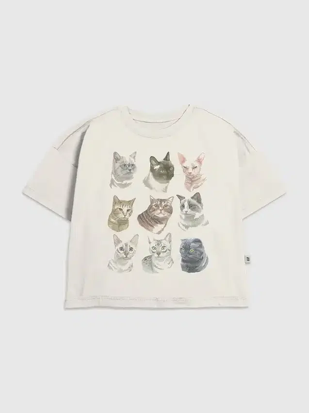 Çocuk Kedi Yüzleri Grafik Tişört