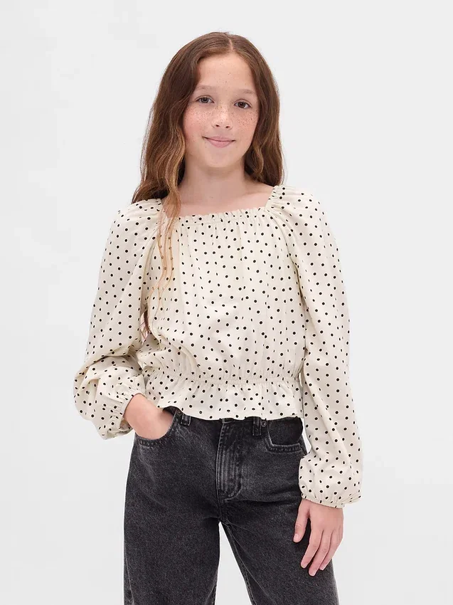 Çocuk Kırışık Peplum Üst Giyim