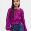 Çocuk Kırışık Peplum Üst Giyim