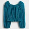Çocuk Kırışık Peplum Üst Giyim