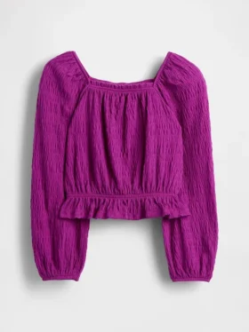 Çocuk Kırışık Peplum Üst Giyim