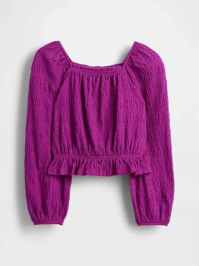 Çocuk Kırışık Peplum Üst Giyim