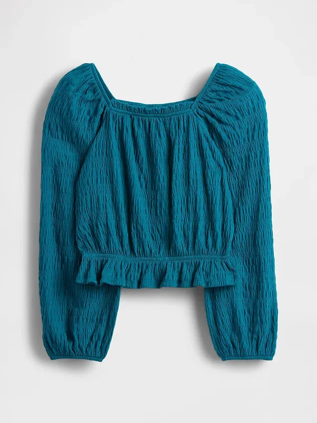 Çocuk Kırışık Peplum Üst Giyim