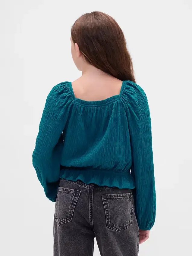 Çocuk Kırışık Peplum Üst Giyim