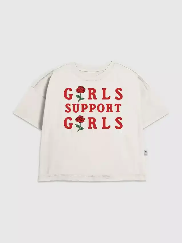 Çocuk Kız Çocuk “Support Girls” Grafik Tişört