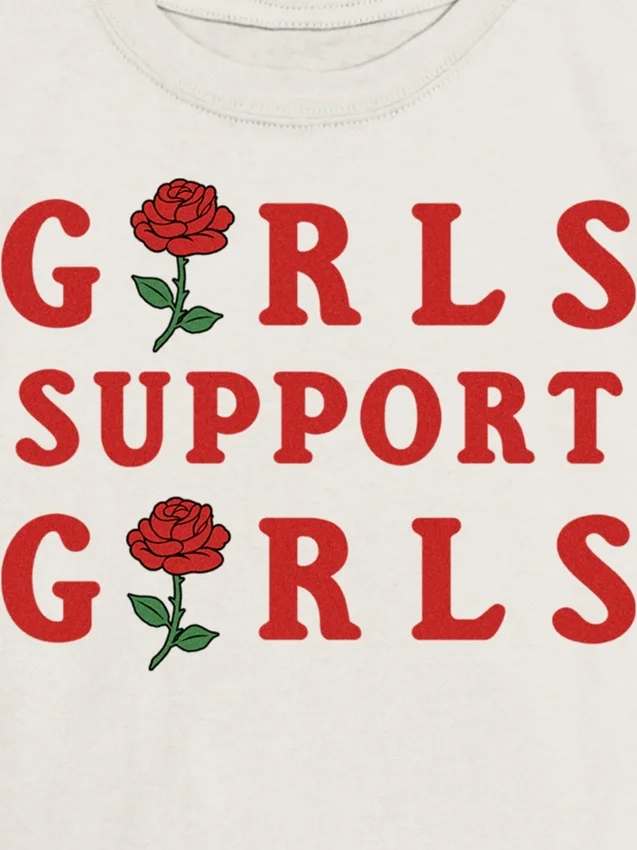 Çocuk Kız Çocuk “Support Girls” Grafik Tişört