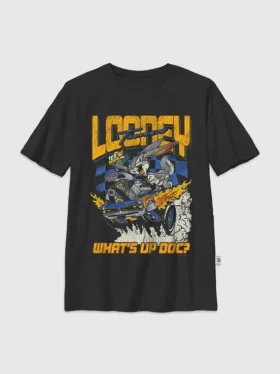 Çocuk Looney Tunes Tavşan Yarışçısı Desenli Tişört