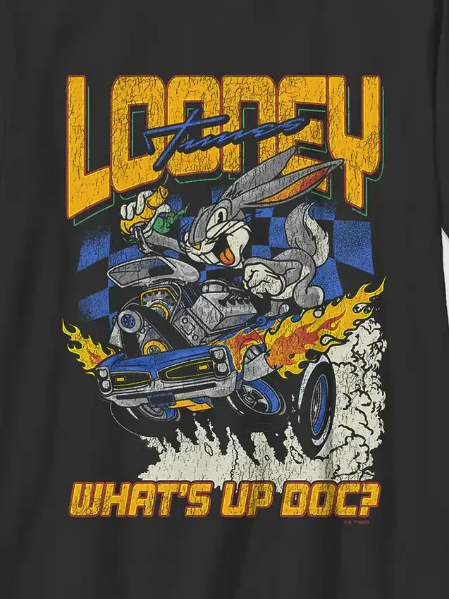 Çocuk Looney Tunes Tavşan Yarışçısı Desenli Tişört