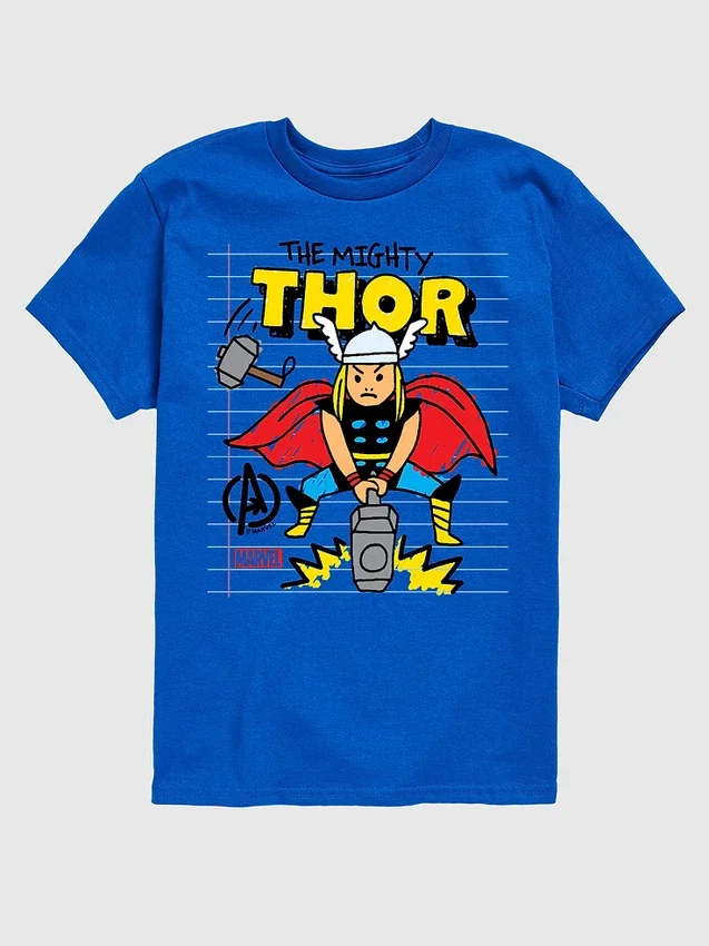 Çocuk Marvel Thor Doodle Şortlar İçin Grafik Tişört