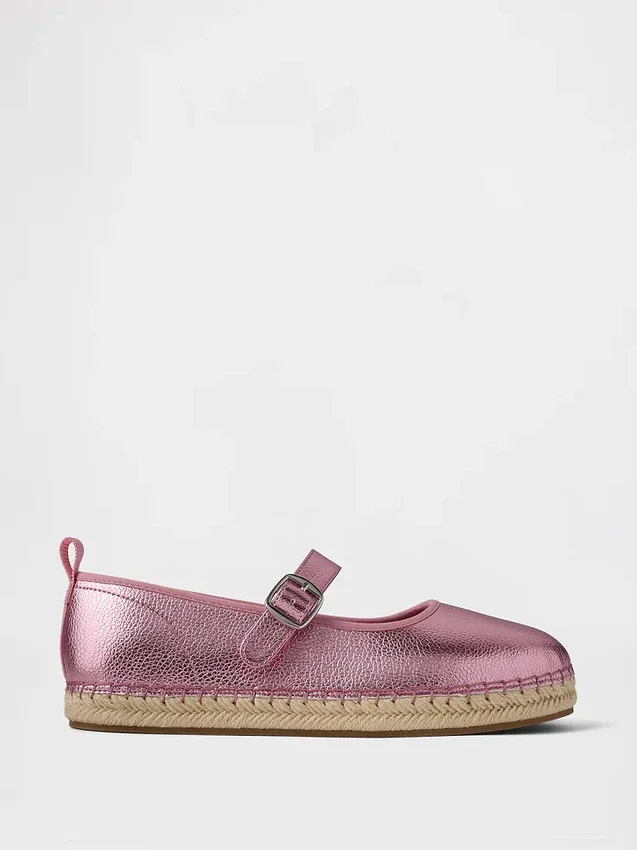 Çocuk Metalik Mary Jane Espadril Ayakkabılar