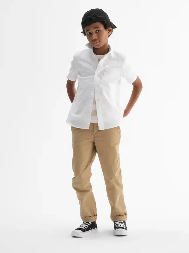 Çocuk Üniforması Düz Kesim Esnek Haki Pantolon