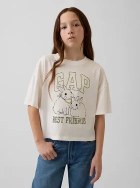 Çocuk Oversized Grafik Logolu Tişört