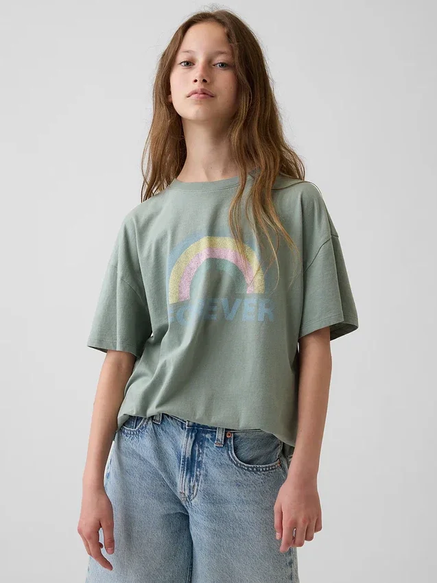Çocuk Oversized Tunik Grafik Tişört