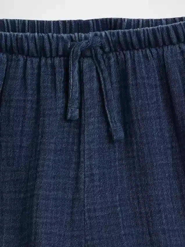 Çocuk Pamuklu Gazlı Kumaş Denim Kolay Giyilebilir Fırfırlı Şortlar