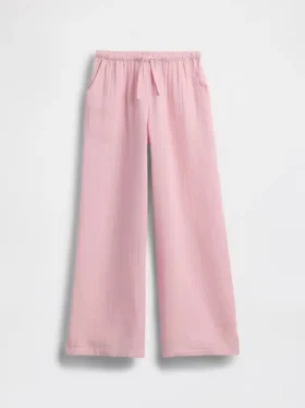 Çocuk Pamuklu Gazlı Kumaş Geniş Paça Pantolon