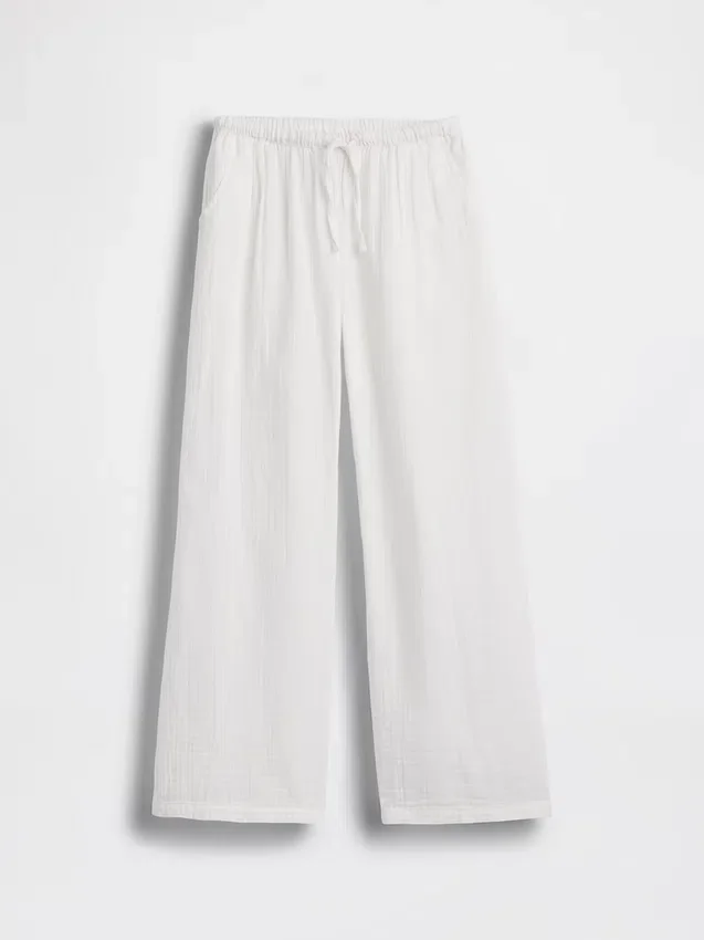 Çocuk Pamuklu Gazlı Kumaş Geniş Paça Pantolon