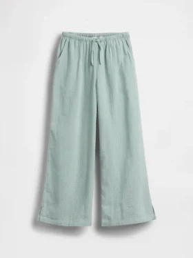 Çocuk Pamuklu Gazlı Kumaş Geniş Paça Pantolon