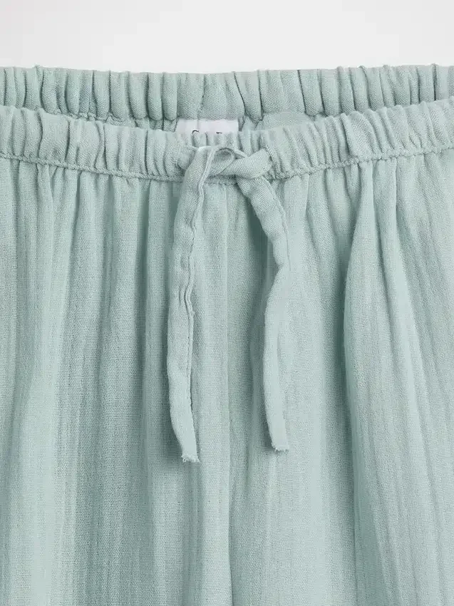 Çocuk Pamuklu Gazlı Kumaş Geniş Paça Pantolon