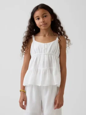 Çocuk Pamuklu Gazlı Kumaş Katlı Tank Top