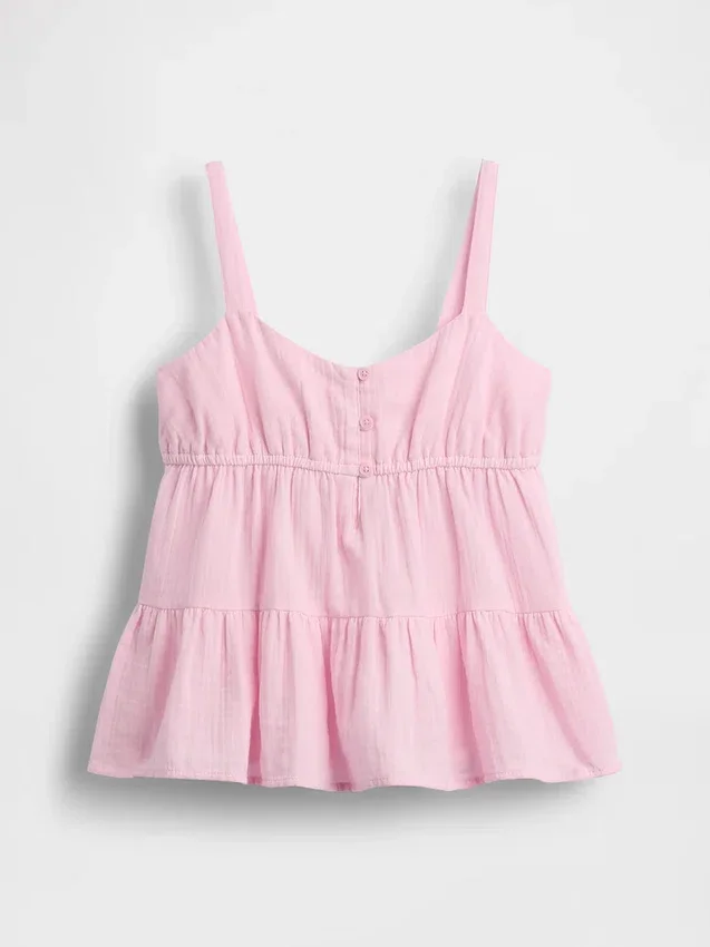 Çocuk Pamuklu Gazlı Kumaş Katlı Tank Top