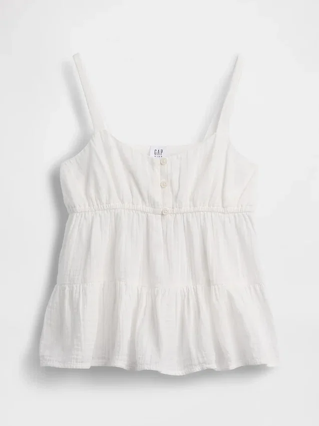 Çocuk Pamuklu Gazlı Kumaş Katlı Tank Top