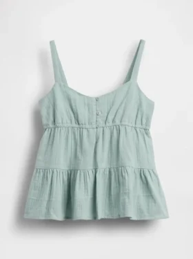 Çocuk Pamuklu Gazlı Kumaş Katlı Tank Top