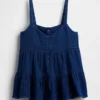 Çocuk Pamuklu Gazlı Kumaş Katlı Tank Top