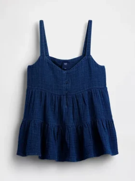 Çocuk Pamuklu Gazlı Kumaş Katlı Tank Top