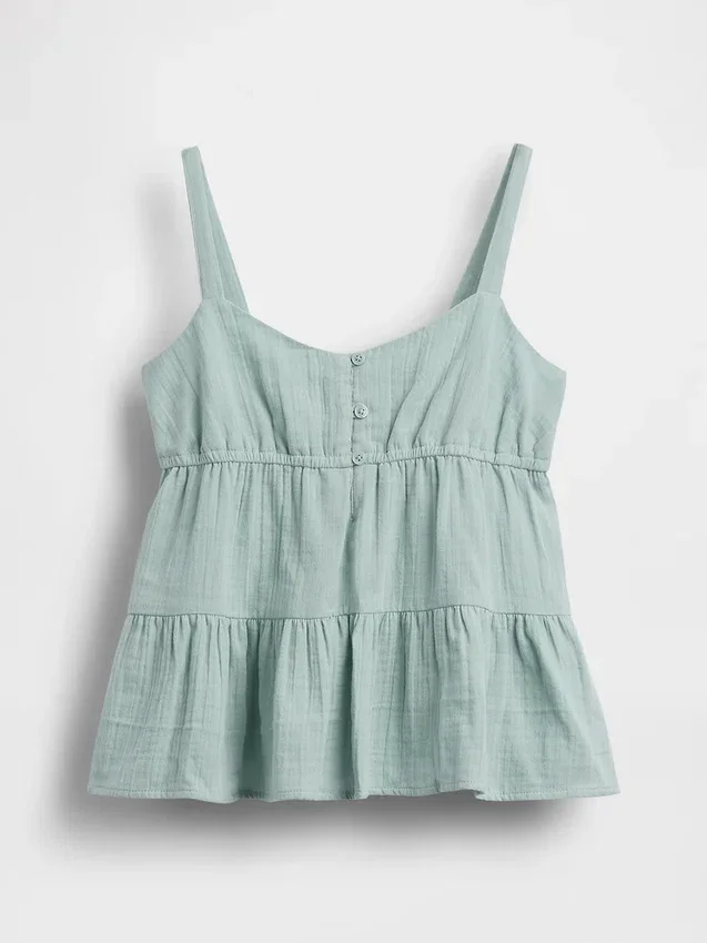 Çocuk Pamuklu Gazlı Kumaş Katlı Tank Top